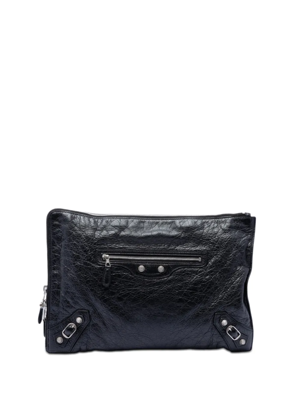 Balenciaga Pre-Owned 2015 Lambskin Motocross Giant 12 Zip Around Flat clutch bag - Nero
