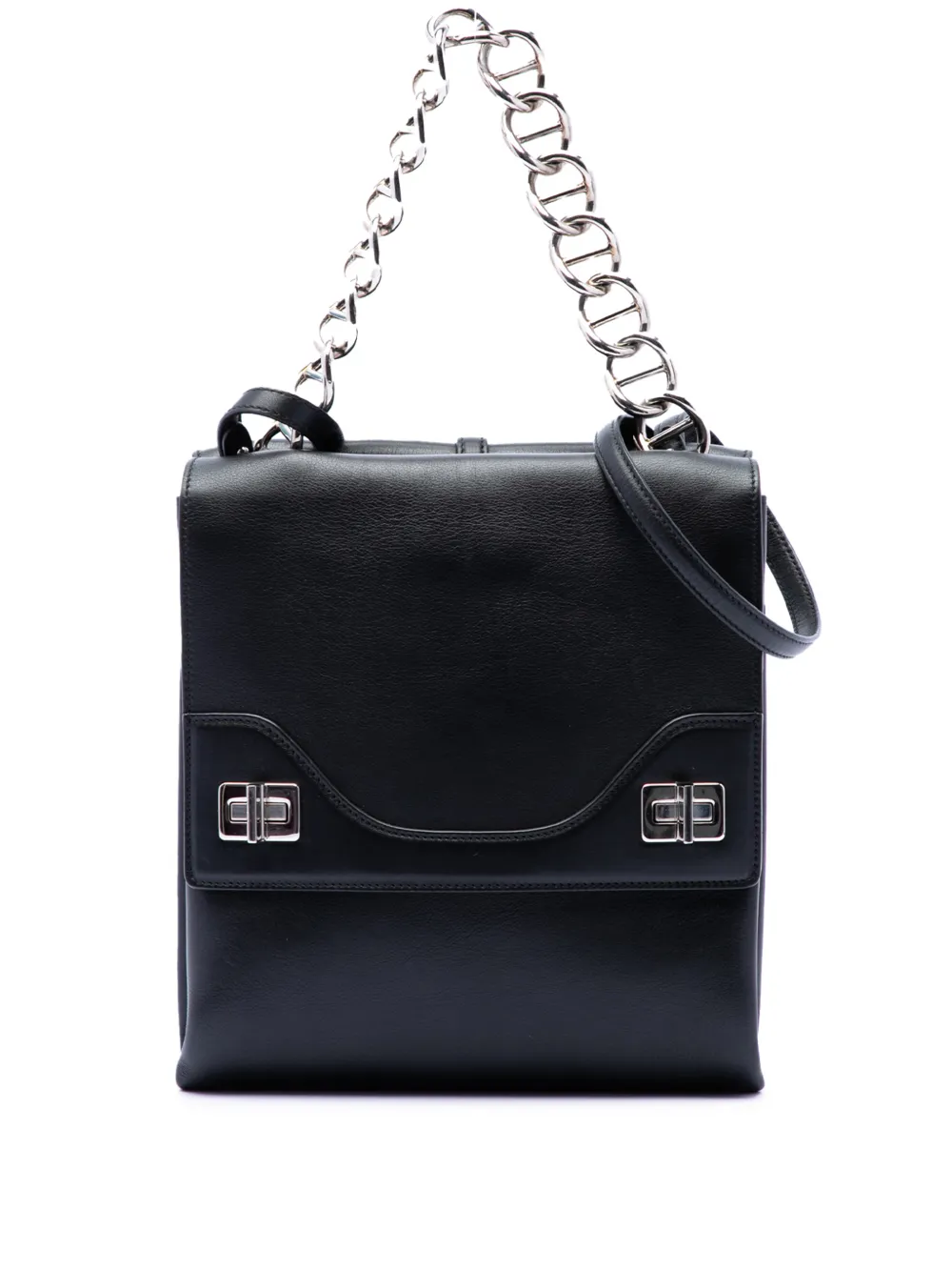 Prada Pre-Owned 2000-2013 Soft Calf Double Turnlock satchel - Nero