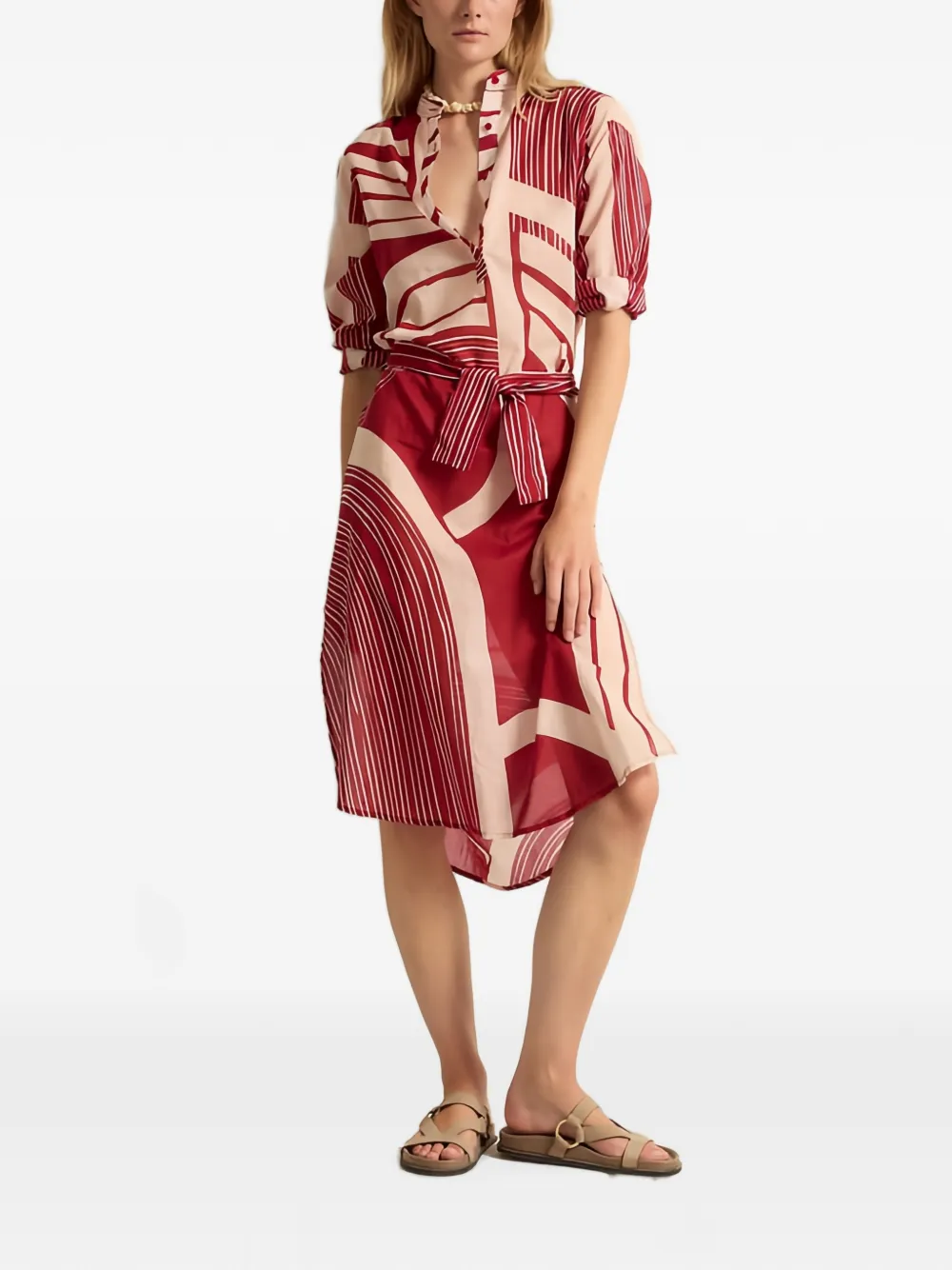 mare di latte Albane graphic-print belted dress - Rot