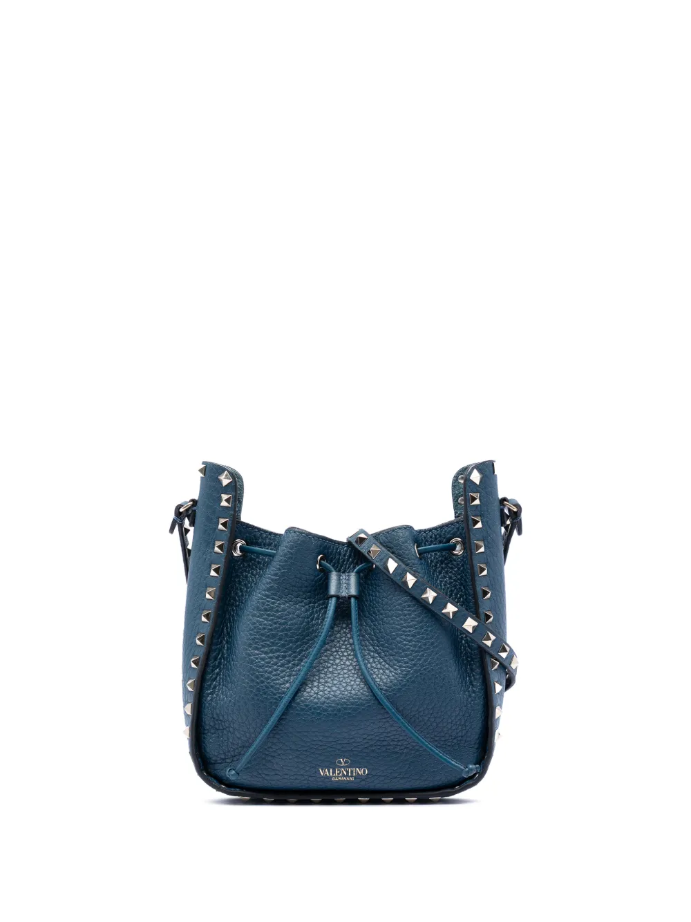 Valentino Garavani Pre-Owned 2018-2026 Small Grained Calfskin Rockstud bucket bag - Blu