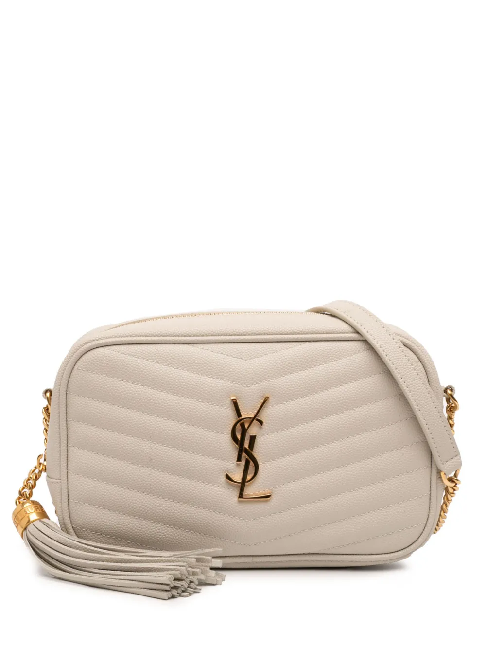 Saint Laurent Pre-Owned 2022 Mini Grain de Poudre Monogram Lou Tassel Camera Bag crossbody bag - White