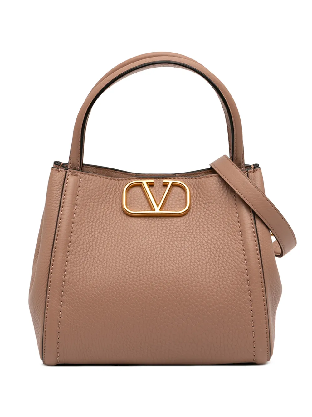 Valentino Garavani Pre-Owned 2018-2026 Small Grainy Calfskin Alltime satchel - Marrone