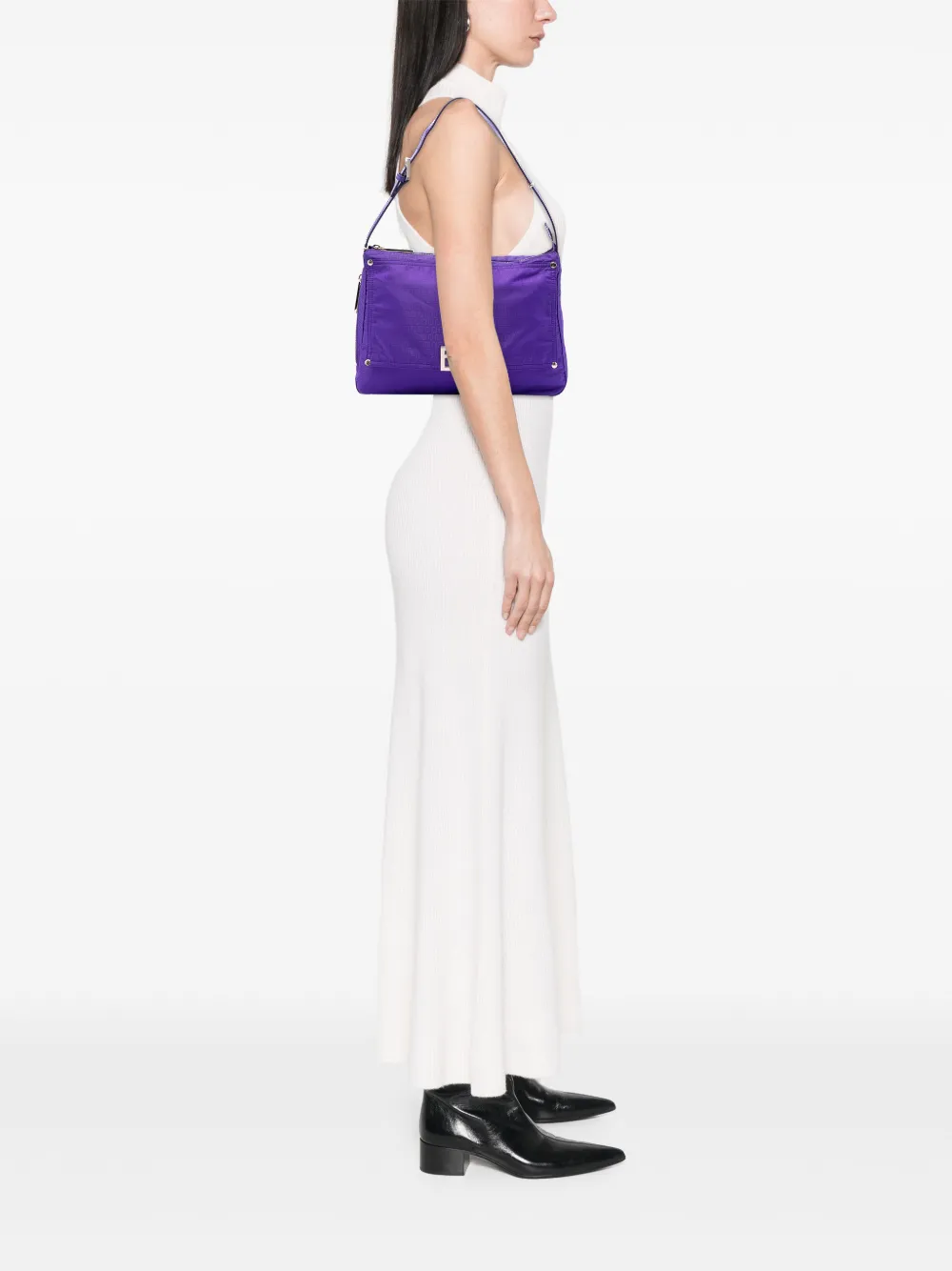 Fendi Pre-owned Bolso De Hombro Mamma Forever Micro De Nylon Con Motivo Zucchino 2010-2026 - Morado 