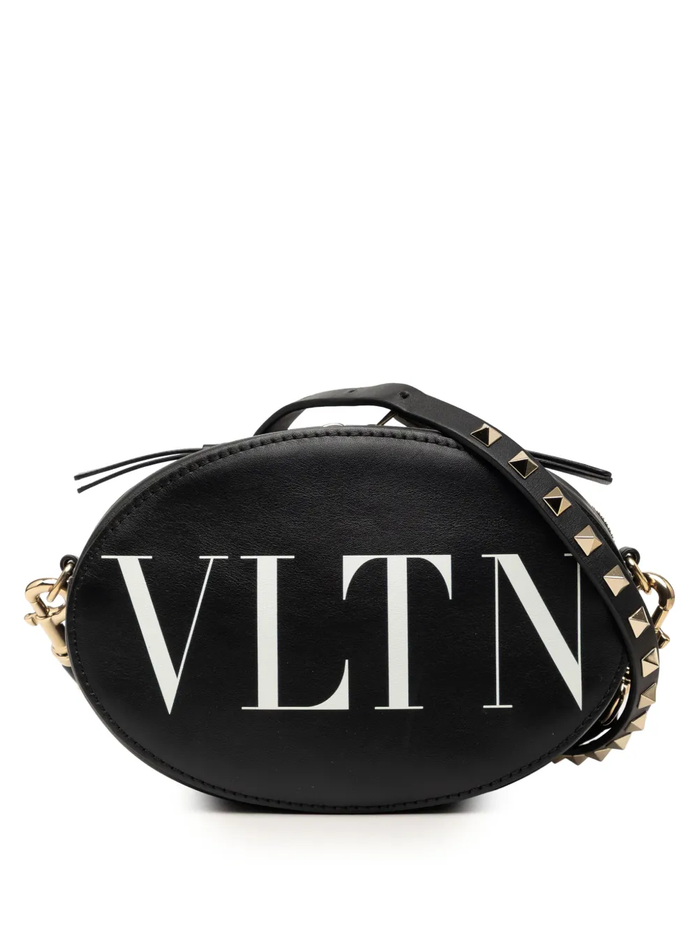 Valentino Garavani Pre-Owned 2018-2026 Calfskin Rockstud VLTN Oval crossbody bag - Nero
