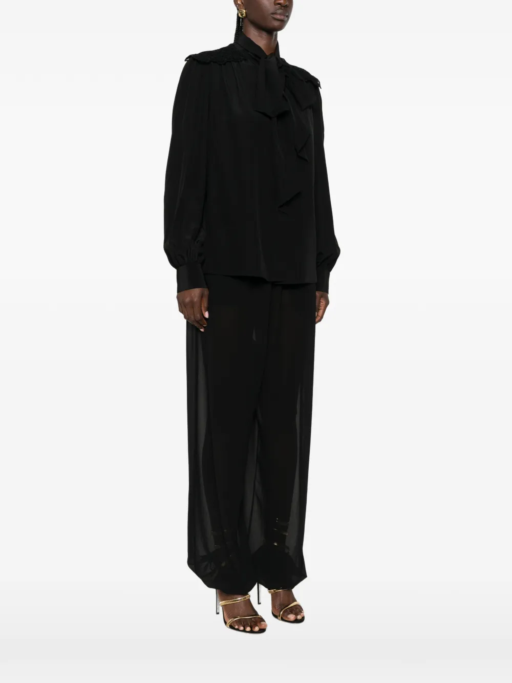 Chloé Zijden blouse met gestrikte sjaal Zwart