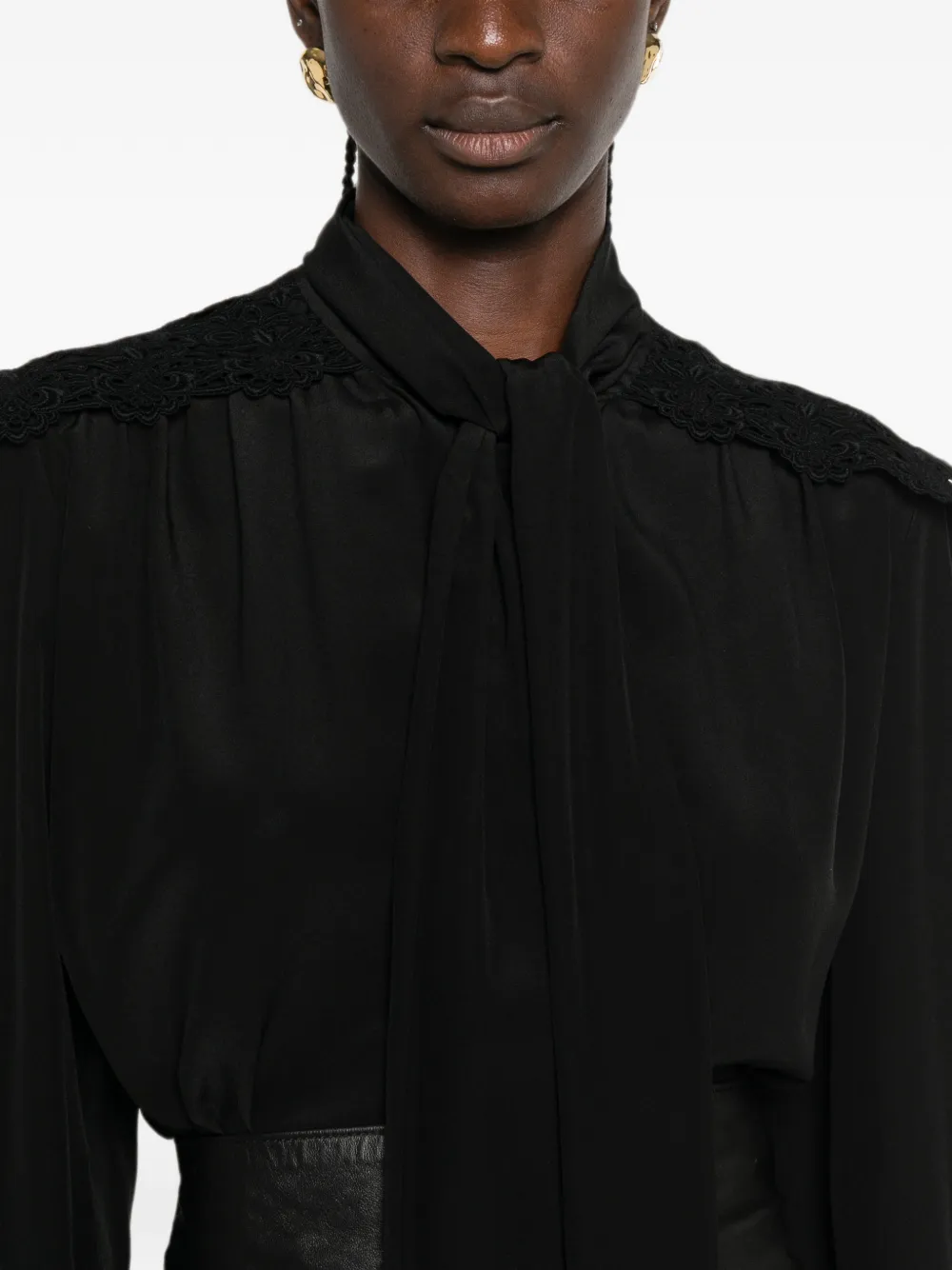 Chloé Zijden blouse met gestrikte sjaal Zwart