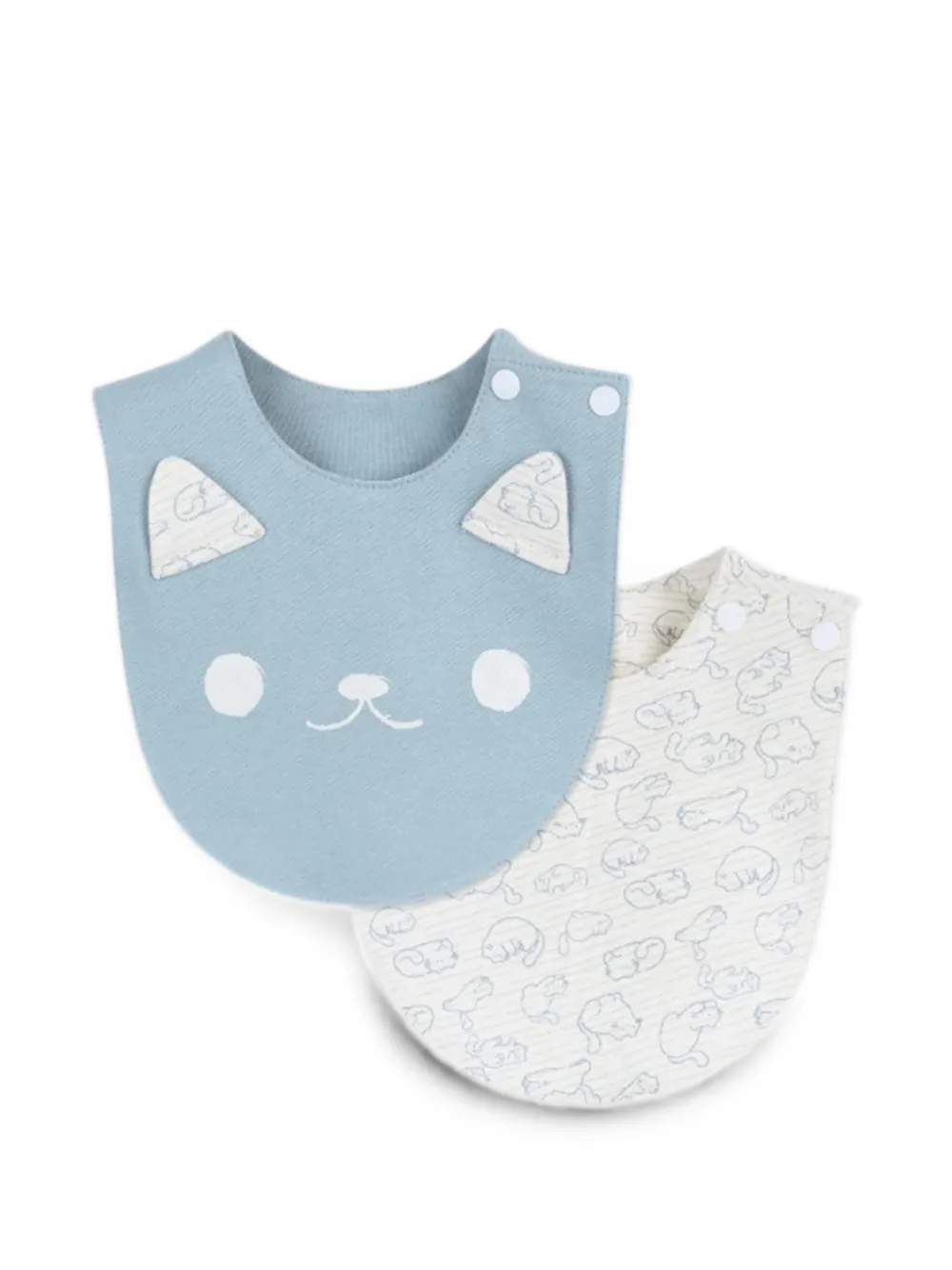 mininio cat-motif bibs (set of two) - Blau