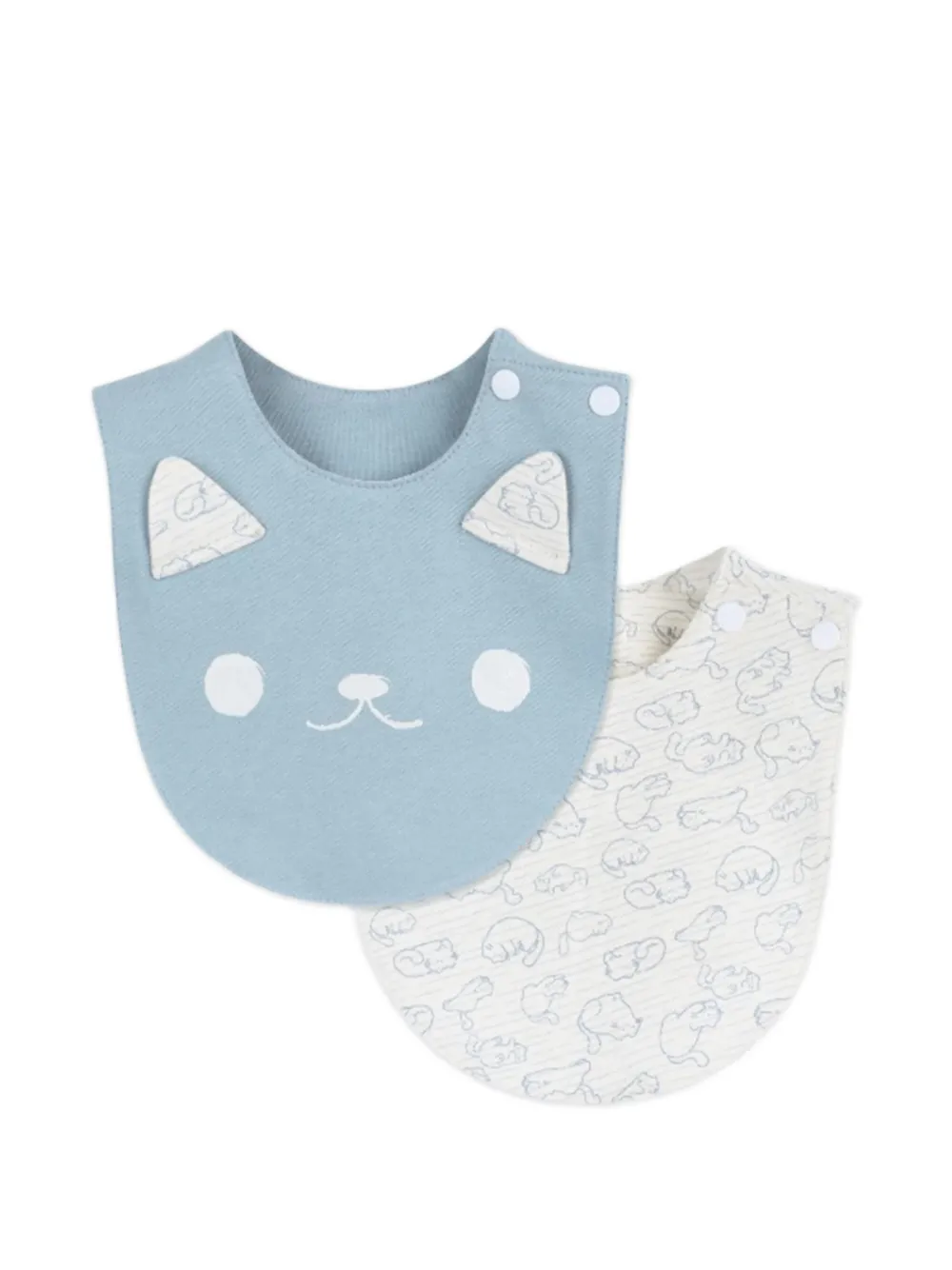 mininio cat-motif bibs (set of two) - Blau