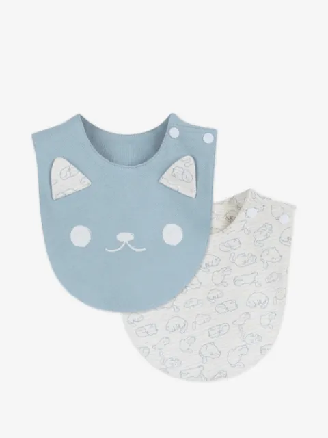 mininio cat-motif bibs (set of two)