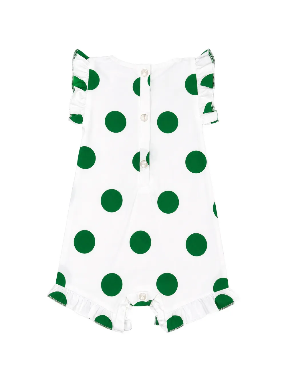  Cucu Lab Polka-dot Ruffle-trim Romper - Blanc 