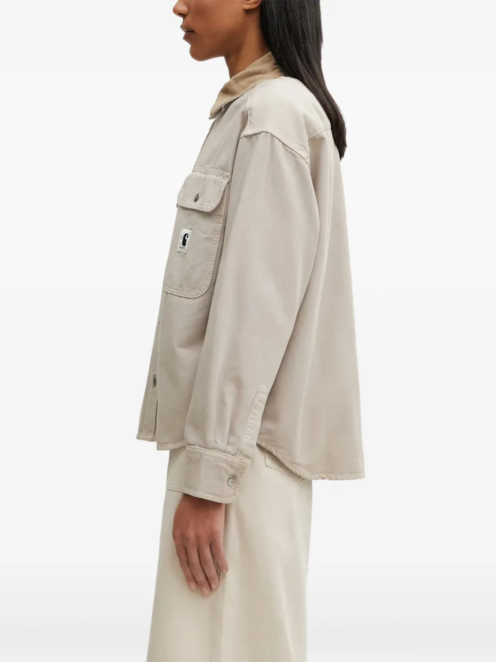 Carhartt WIP Prescott jack met ribfluwelen kraag en logopatch Beige