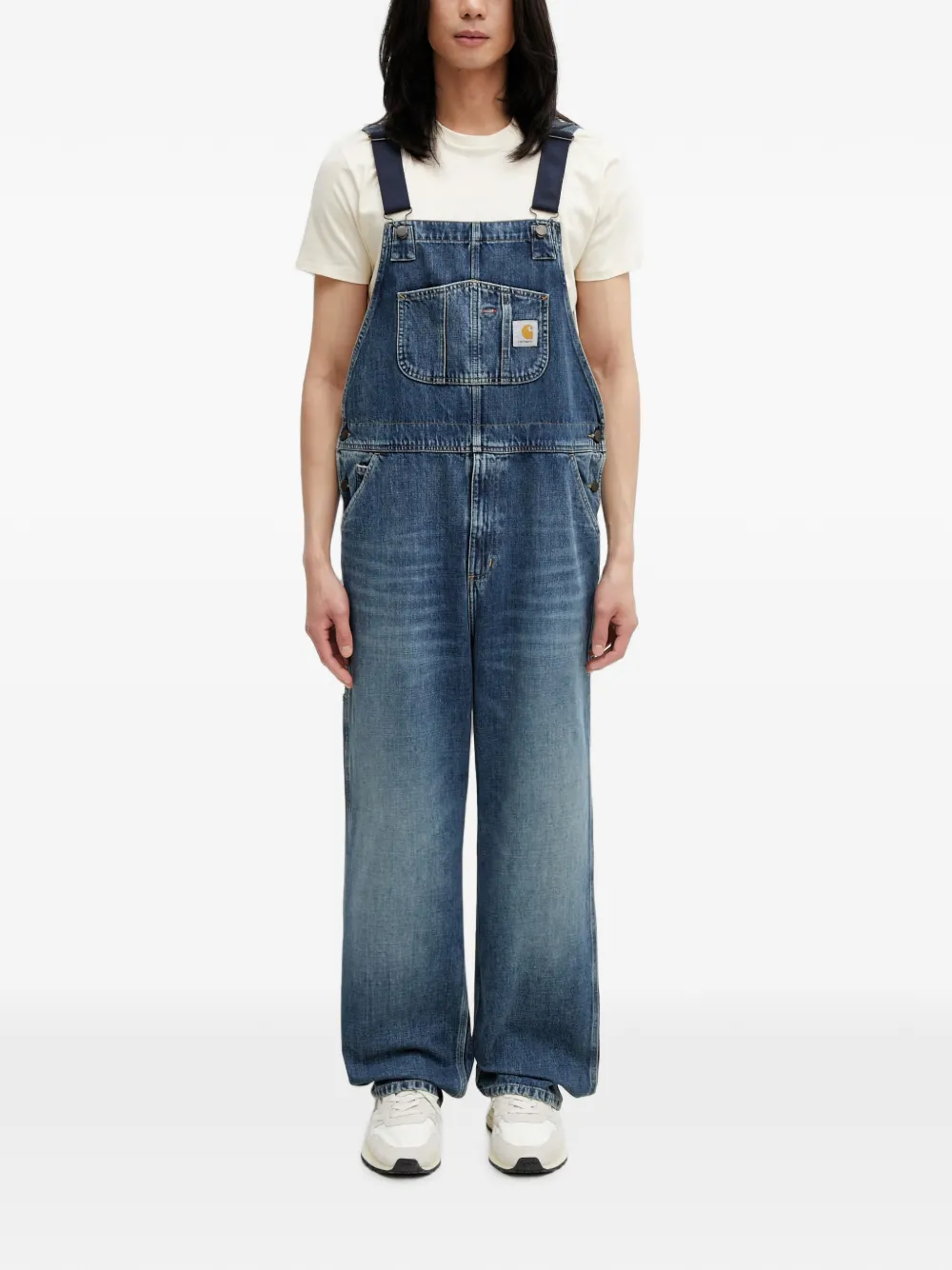 Carhartt WIP logo-patch dungarees - Blu