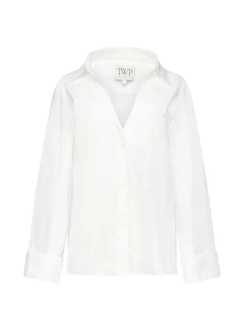 TWP V-neck spread-collar shirt