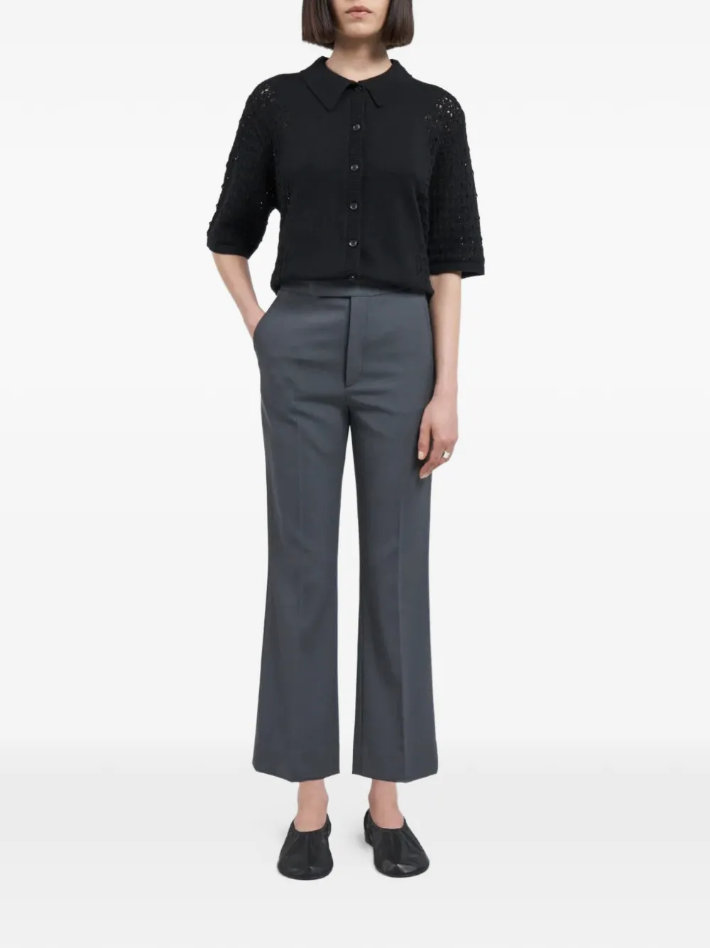 Maria McManus High-waisted Cropped Trousers in Grey, view 2