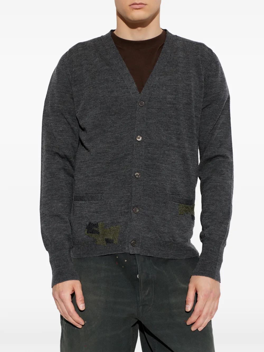Maison Margiela Vest met geborduurde patch en V-hals Grijs