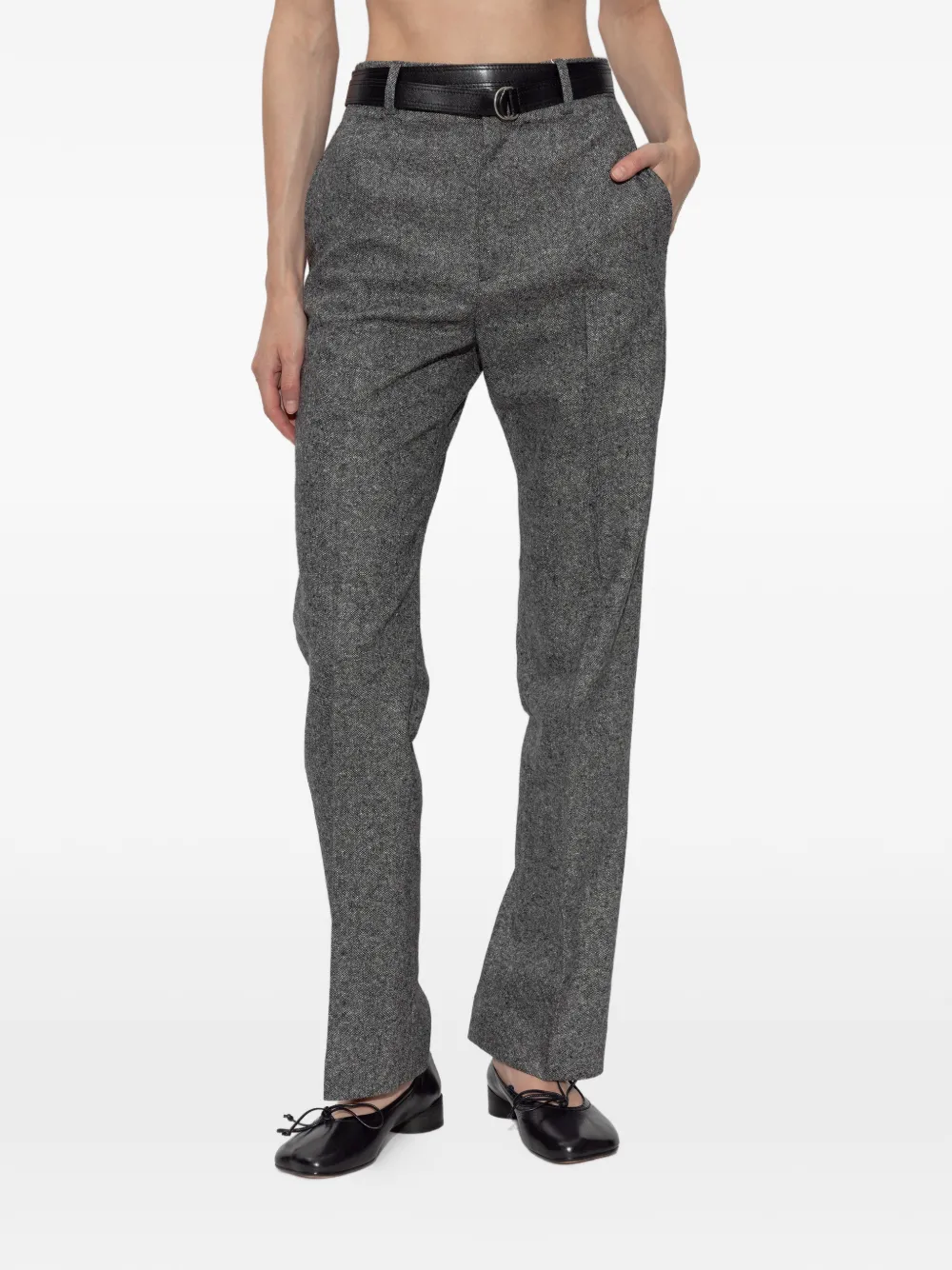 MM6 Maison Margiela Broek met gemêleerd effect en ceintuur Grijs