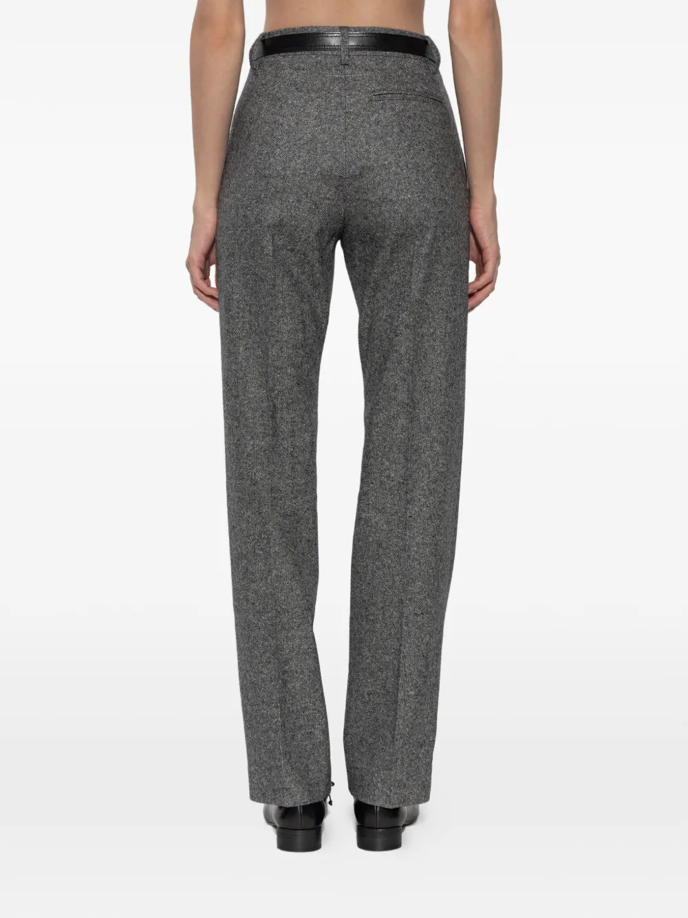 MM6 Maison Margiela Broek met gemêleerd effect en ceintuur Grijs