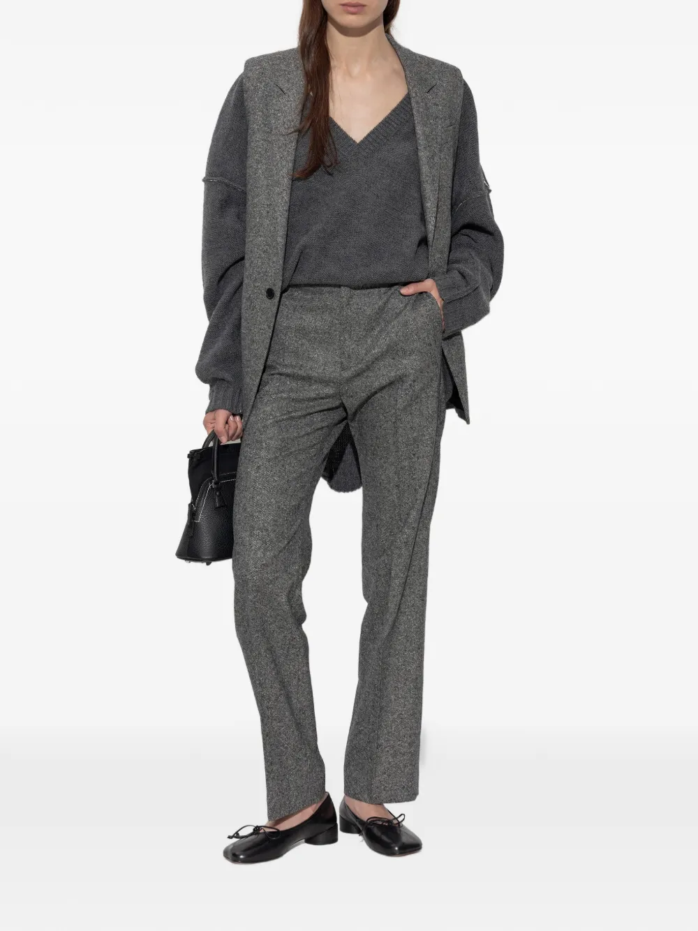 MM6 Maison Margiela Broek met gemêleerd effect en ceintuur Grijs