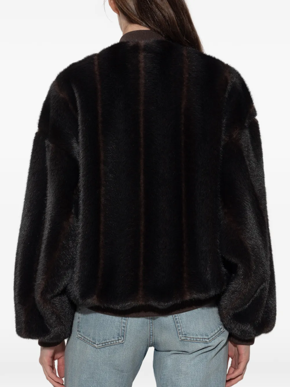 MM6 Maison Margiela Jack van imitatiebont met geribbelde afwerking Bruin