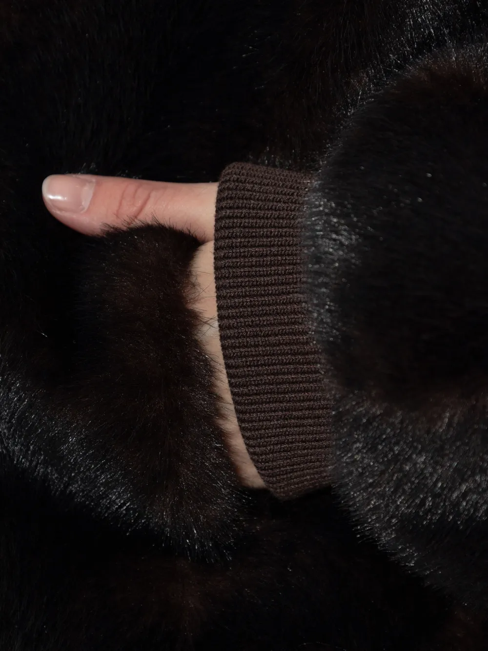 MM6 Maison Margiela Jack van imitatiebont met geribbelde afwerking Bruin