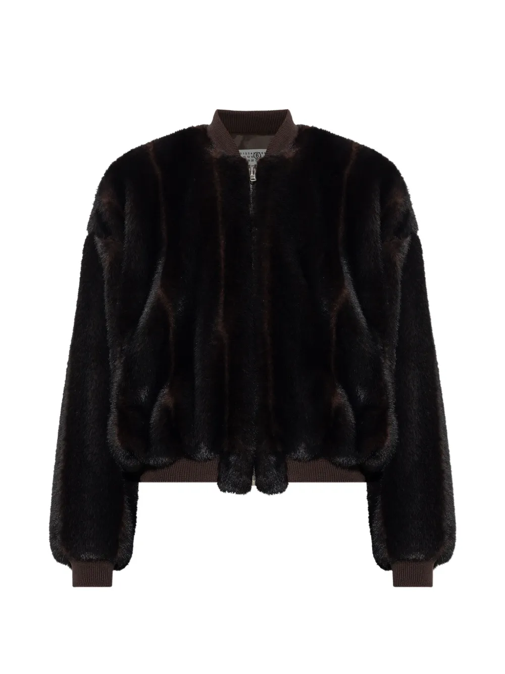 MM6 Maison Margiela ribbed-trim faux-fur bomber jacket - Brown