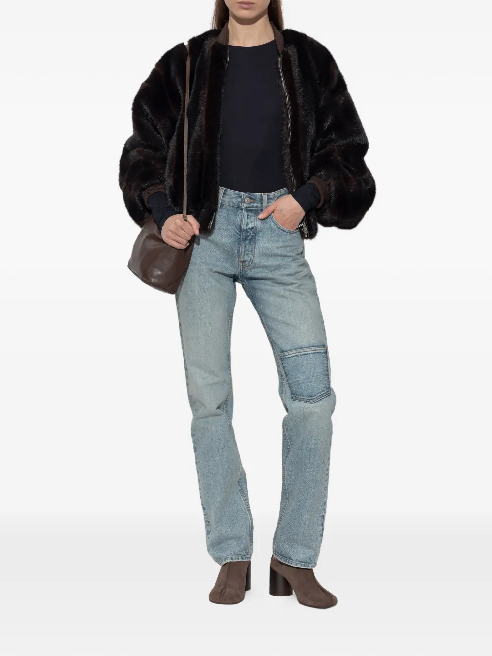 MM6 Maison Margiela Jack van imitatiebont met geribbelde afwerking Bruin