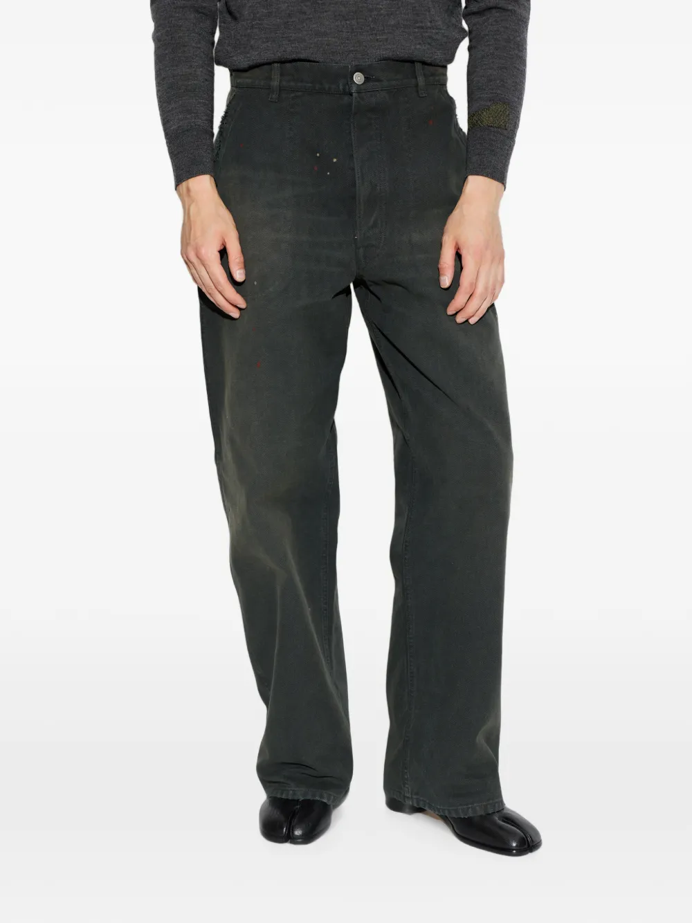 Maison Margiela Jeans met verfspatten Zwart