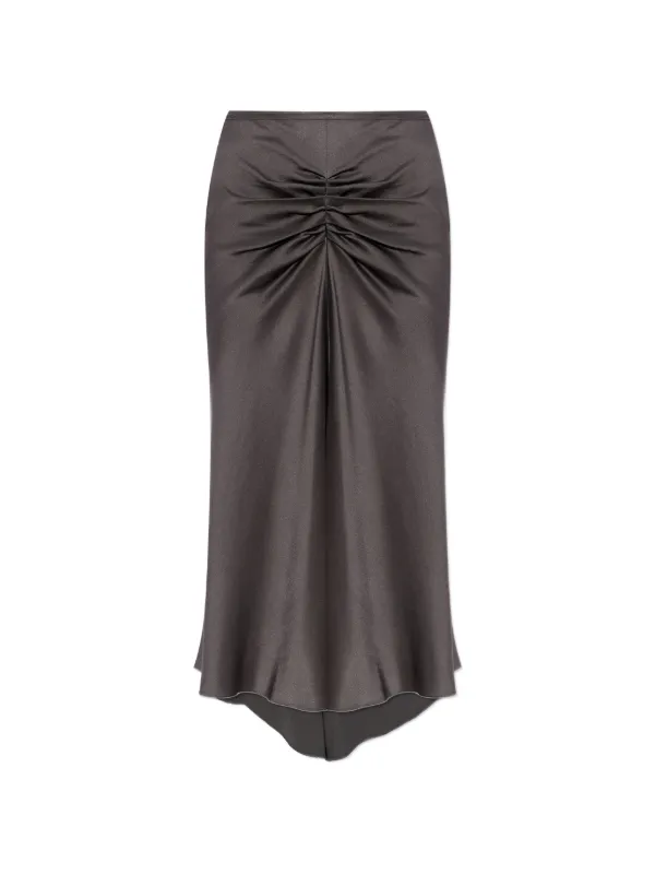 Victoria Beckham Bela Asymmetrical Draped Midi Skirt in Grey