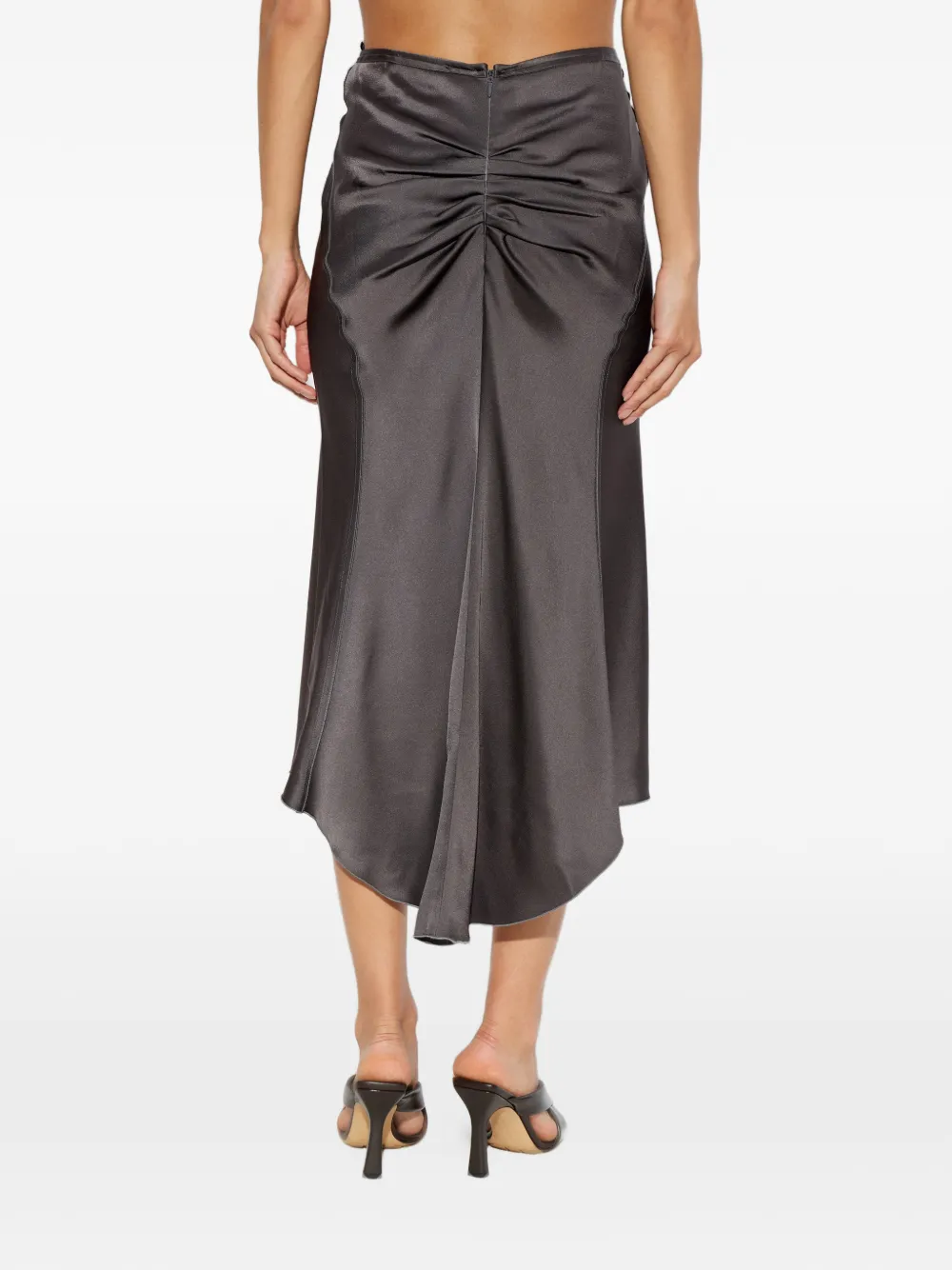 Victoria Beckham Midi-rok met ruches en satijnen afwerking Grijs