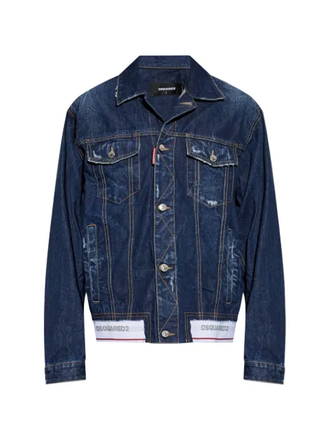 DSQUARED2 distressed logo-trim denim jacket