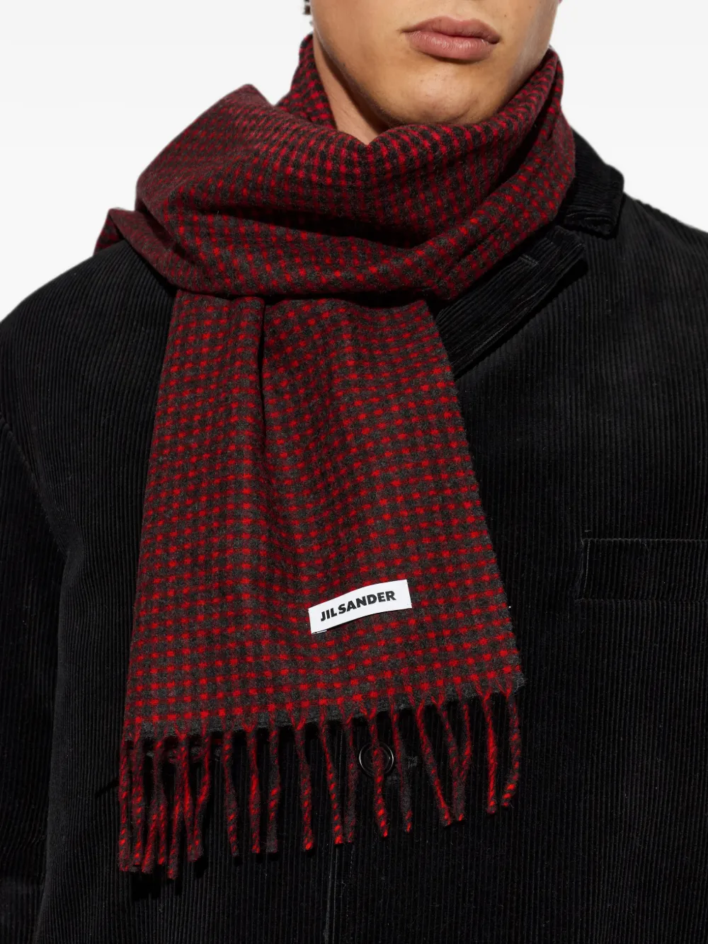 Jil Sander Geruite sjaal Rood