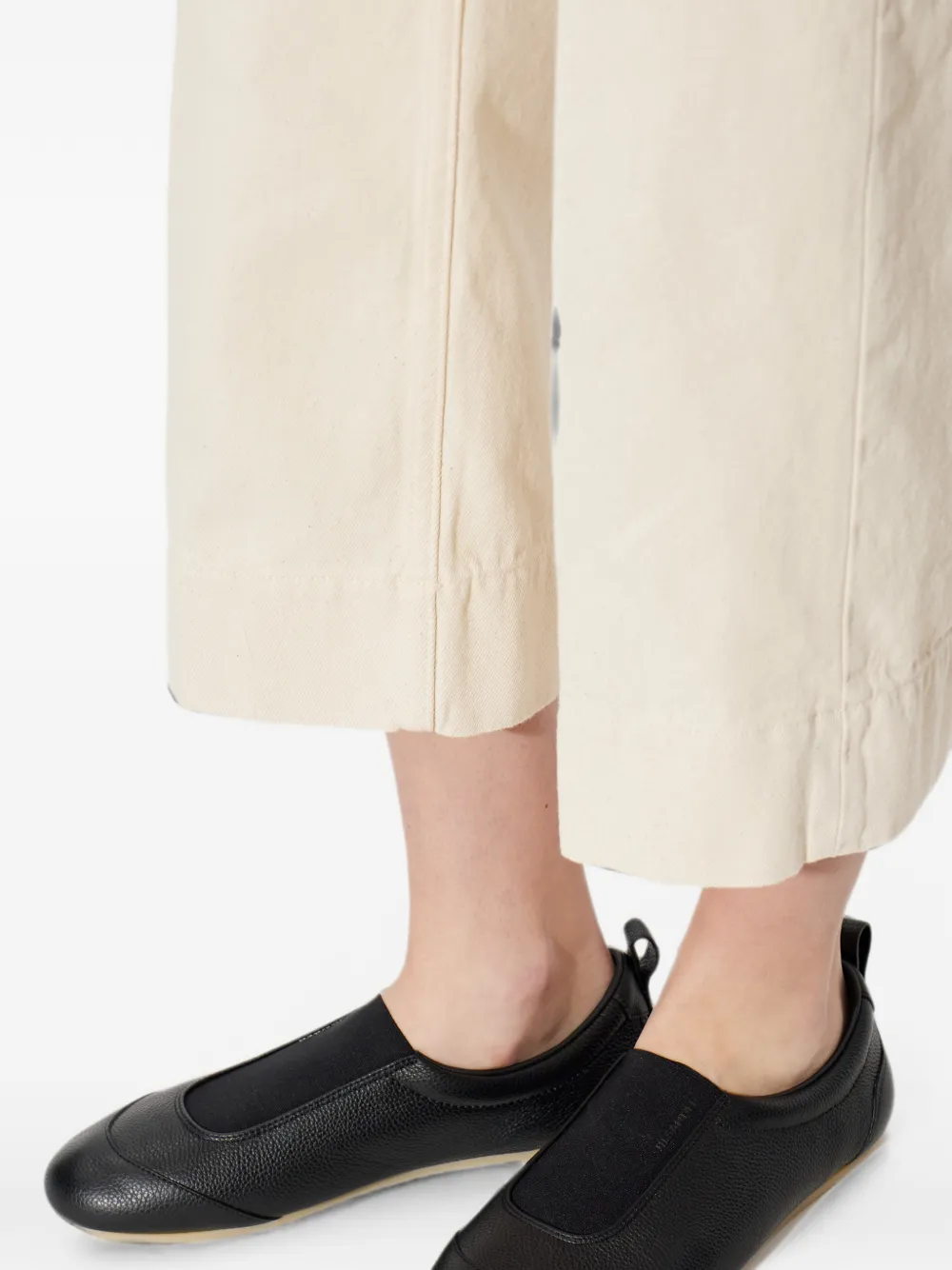 Jil Sander Etage grainy leather slip-on sneakers Zwart