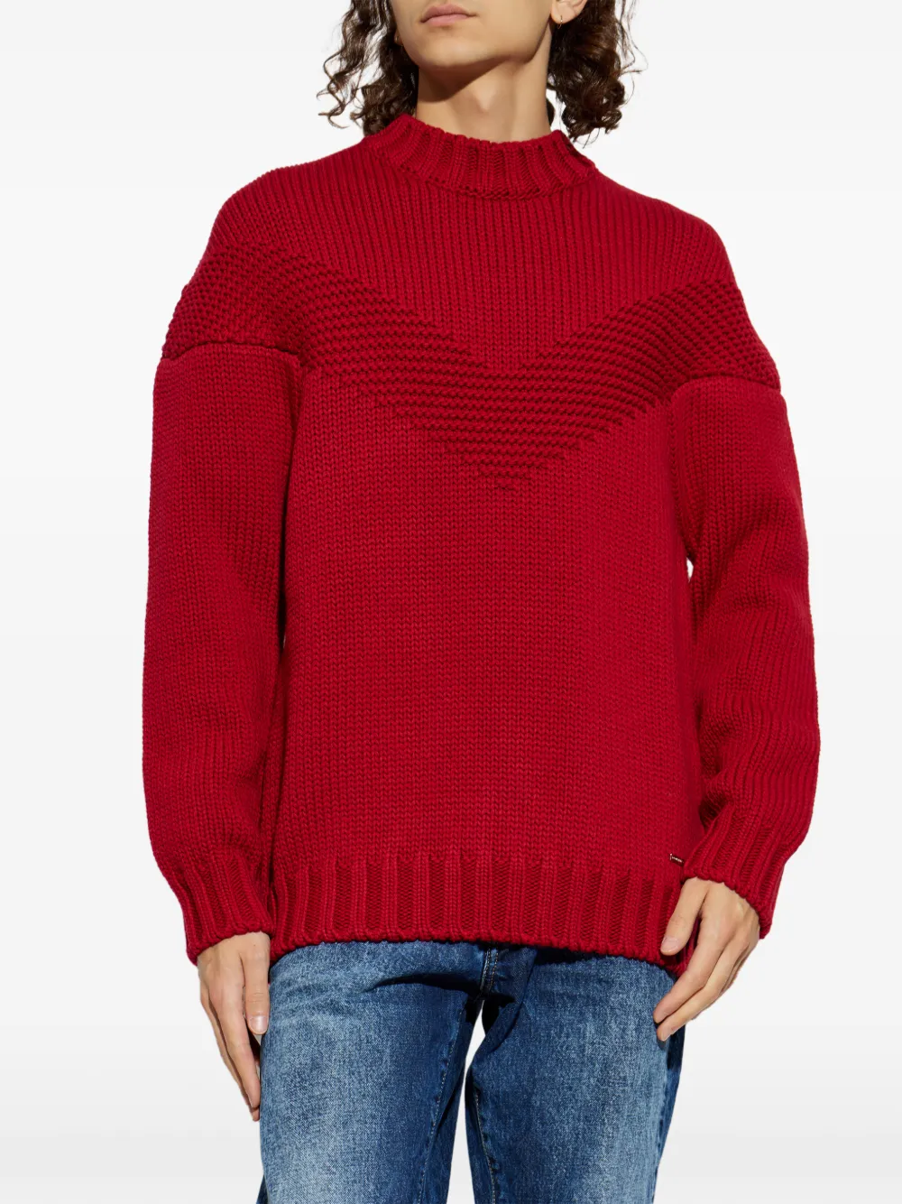 DSQUARED2 Gebreide sjaal met chevron streep Rood