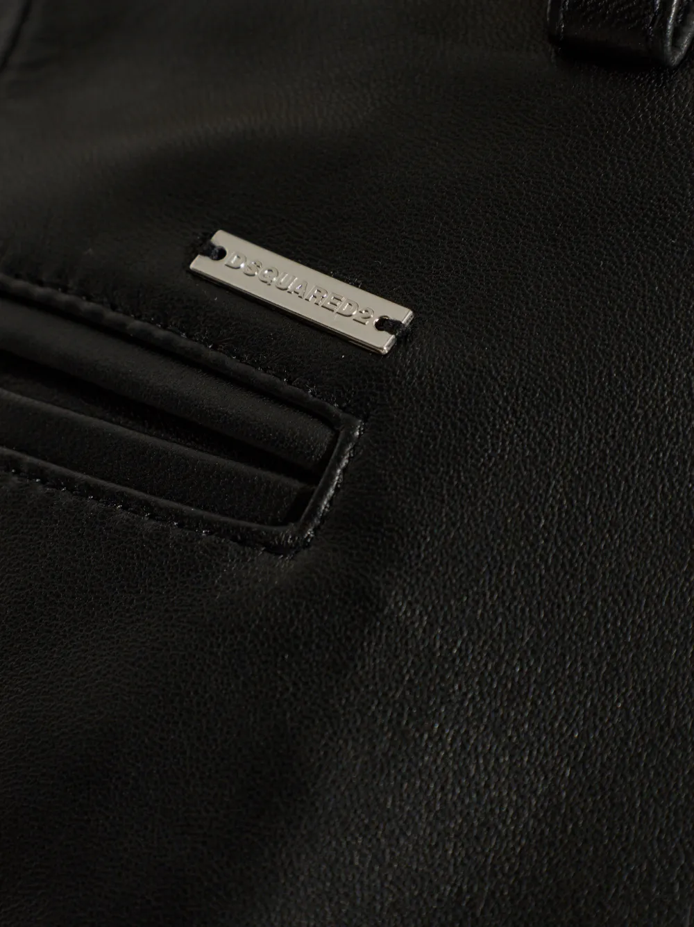 DSQUARED2 Leren broek met logo-plakkaat Zwart