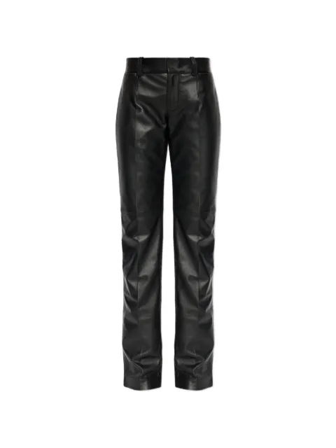 DSQUARED2 Black wash logo-plaque leather trousers