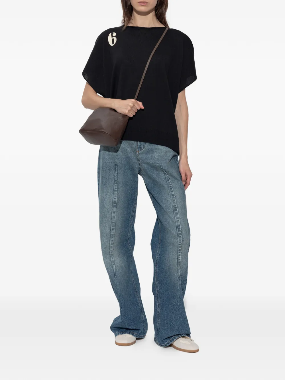 MM6 Maison Margiela logoprint oversized top Zwart
