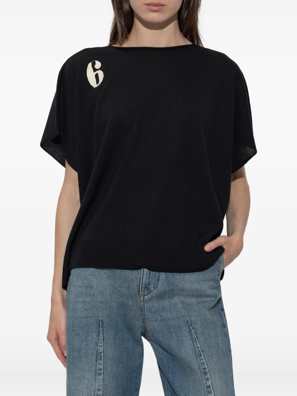 MM6 Maison Margiela logoprint oversized top Zwart
