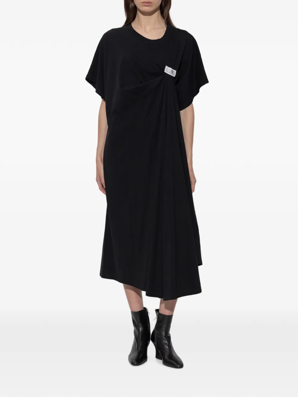 MM6 Maison Margiela Gesmockte jurk met logopatch Zwart