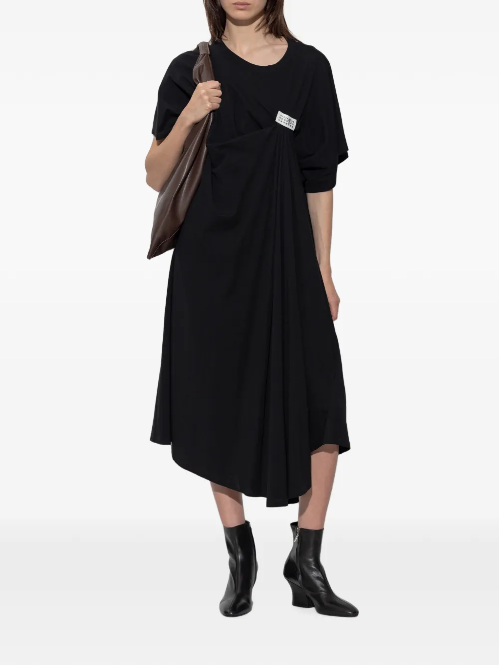 MM6 Maison Margiela Gesmockte jurk met logopatch Zwart