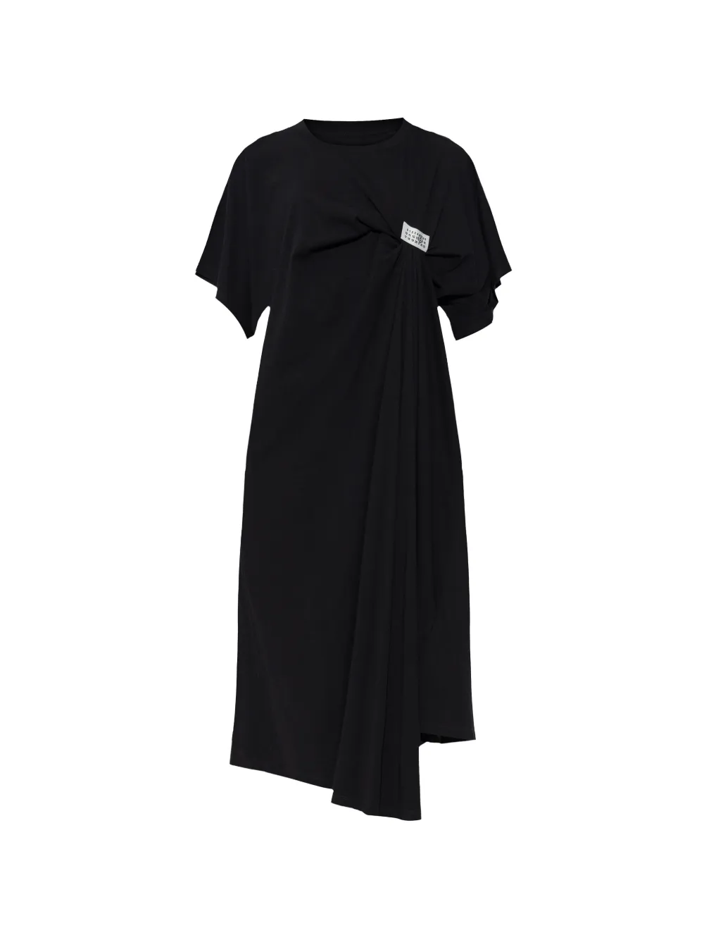 MM6 Maison Margiela gathered logo-patch dress - Black