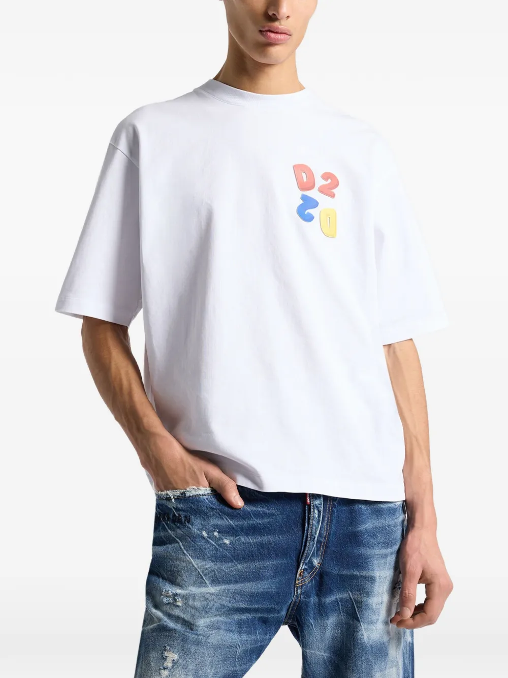 DSQUARED2 logo-patch T-shirt - Bianco
