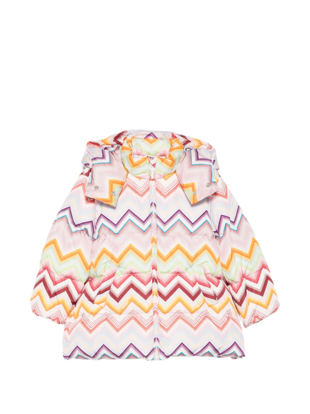 Missoni Kids zigzag-print zip-up padded jacket - Rosa