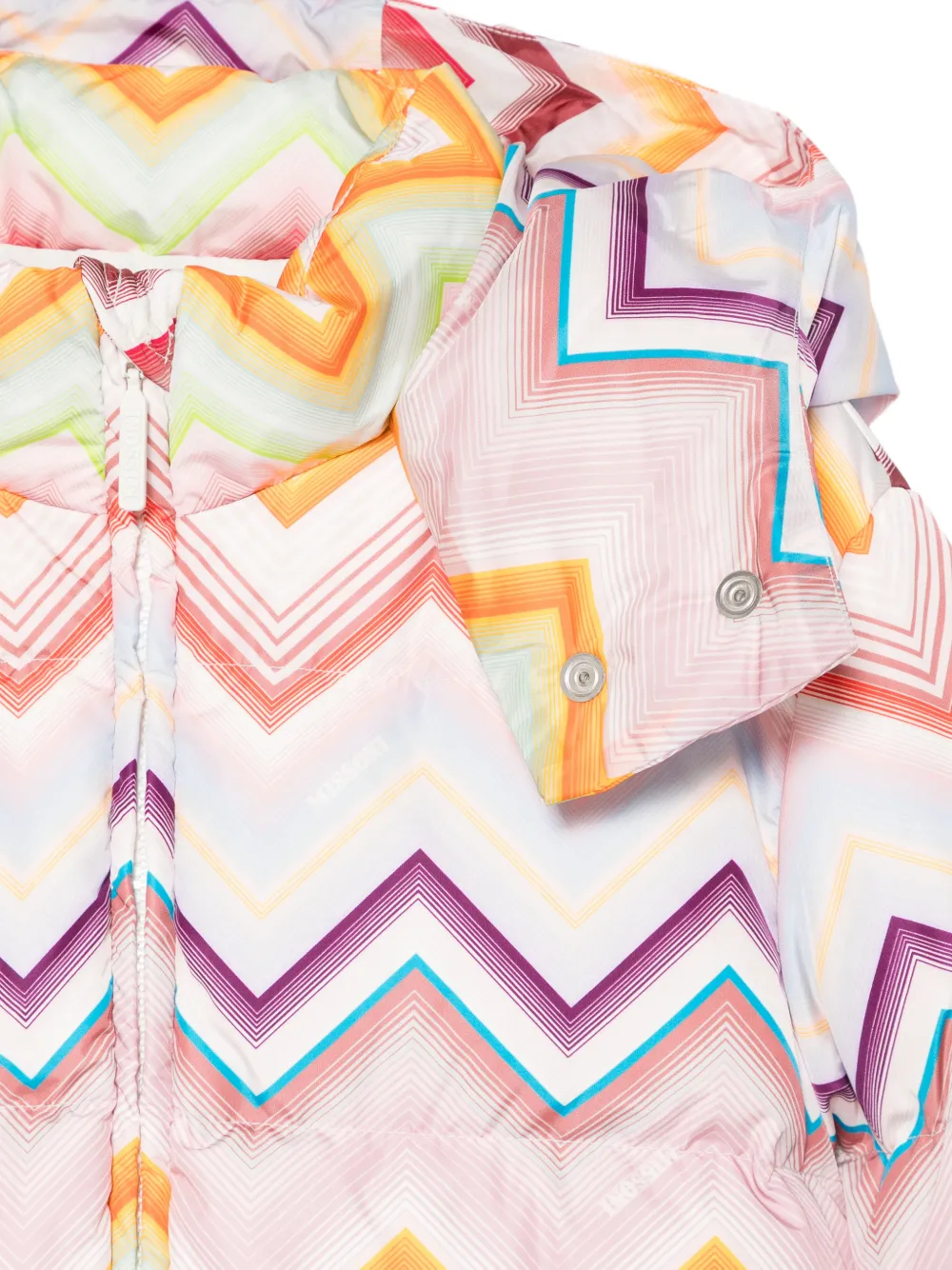 Missoni Kids Gewatteerd jack met zigzag-print en rits Roze