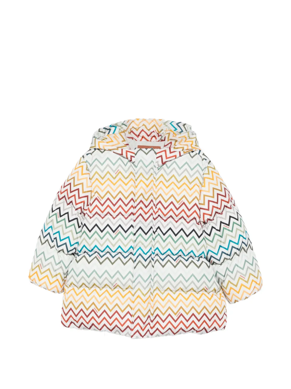 Missoni Kids zigzag-print zip-up padded jacket - Bianco