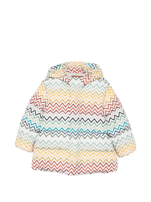 MISSONI ミッソーニ　ジグザグパターン ジャケット　ジャンパーブルゾン42 Missoni Kids ジグザグプリント パデッドジャケット | ホワイト