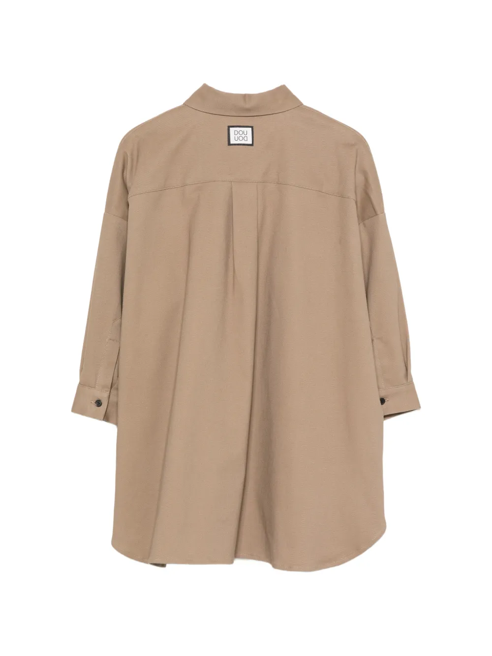 Douuod Kids Button-up katoenen shirtjurk met borstzak Beige