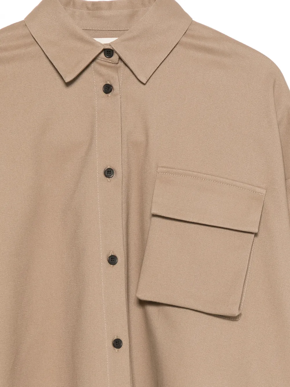 Douuod Kids Button-up katoenen shirtjurk met borstzak Beige
