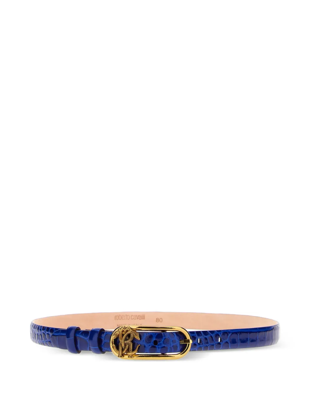 Roberto Cavalli croc-embossed RC monogram belt - Blue