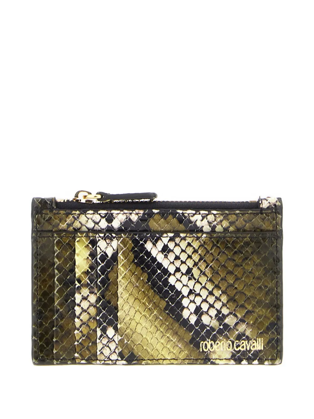 Roberto Cavalli snakeskin-print zip-top cardholder - Verde