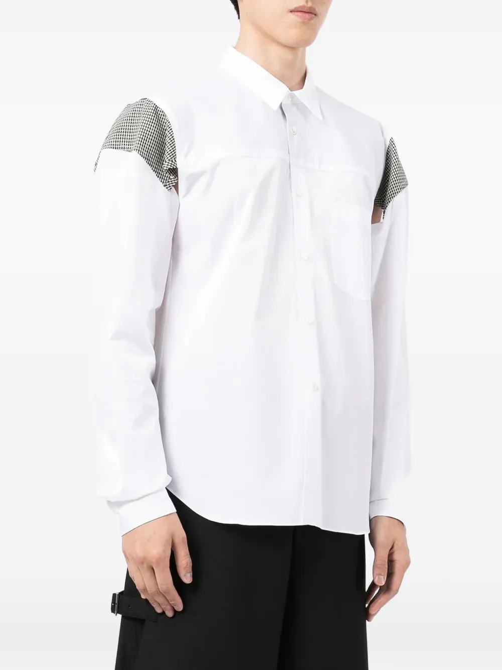 Comme des Garçons Homme Plus Overhemd met pied-de-poule vlak en uitgesneden details Wit